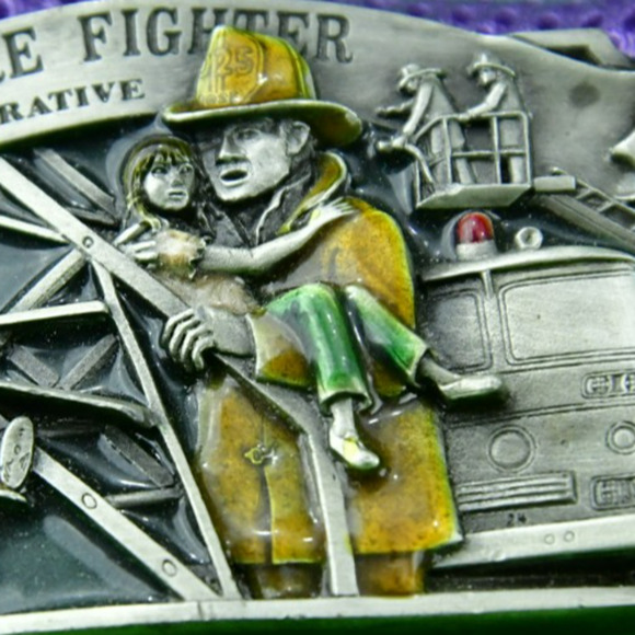 Vtg American Fire Fighter 1982 Commemorative Belt Buckle Signed Limited Edition - Picture 6 of 8
